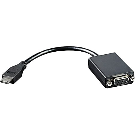 Lenovo ThinkPad Mini-HDMI to VGA Adapter - 7.87" HDMI/VGA Video Cable for Ultrabook, Video Device, Monitor, Projector - First End: 1 x Mini HDMI Type C Digital Audio/Video - Male - Second End: 1 x 15-pin HD-15 - Female - Black