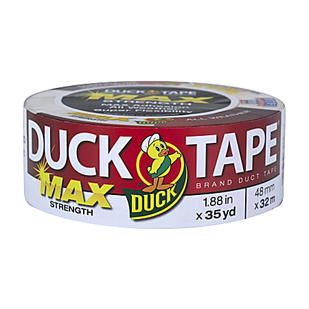 Duck MAX Strength Tape - White - 35 yd Length x 1.88" Width - White - Natural Rubber - Polyethylene Backing - For Indoor, Outdoor - 1 Roll