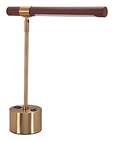 Zuo Modern Kippy Table Lamp, 17-3/4"H, Brown/Brass