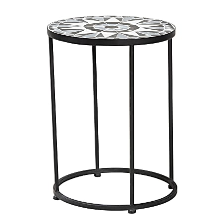 Baxton Studio Kaden Modern And Contemporary Outdoor Side Table, 19-1/8”H x 14”W x 14”D, Black/Multicolor