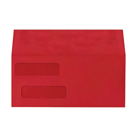 LUX #10 Invoice Envelopes, Double-Window, Peel & Press Closure, Ruby Red, Pack Of 50