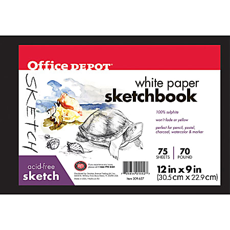 Office Depot® Brand Sketchbook, Hardcover, 9" x 12", 75 Sheets