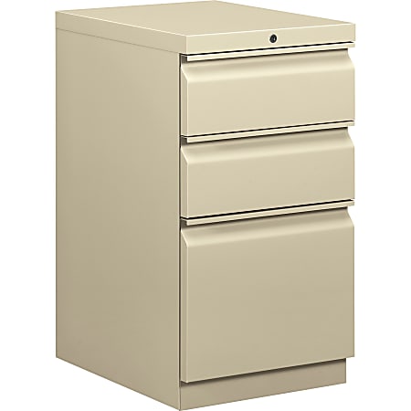 HON® Efficiencies™ 19-7/8"D Vertical 3-Drawer Mobile Pedestal File Cabinet, Putty