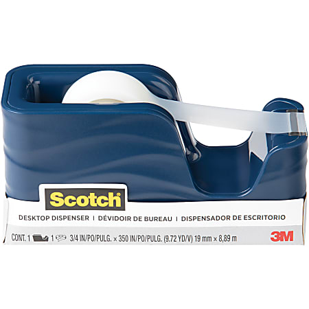 Scotch Wave Desktop Tape Dispenser - 1 Core - Refillable - Impact  Resistant, Non-skid Base, Weighted Base - Plastic - Metallic Blue - 1 Each
