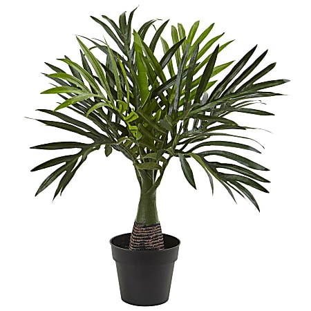 Nearly Natural Mini Areca Palm 15-1/2”H Artificial Plant With Planter, 15-1/2”H x 13”W x 13”D, Green/Black
