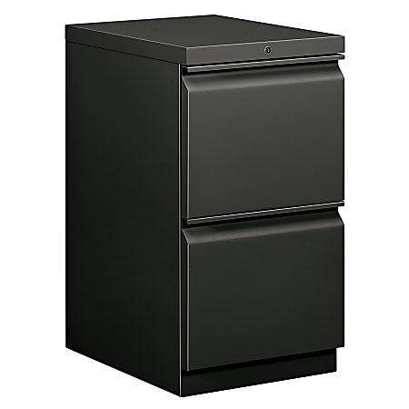HON® Brigade® 15"W Lateral 2-Drawer Mobile "R" Pull Pedestal Cabinet, Charcoal