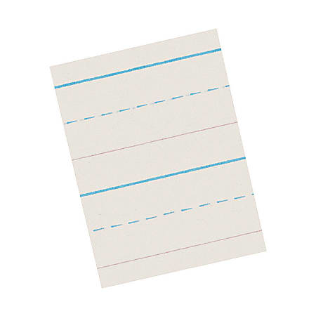 FORAY® Red & Blue Ruled Newsprint, Conforms To D'Nealian -- Grade 2, 5/8" Ruling, 5!6" Midline, 5/16" Skip Space, 11" x 8 1/2", Pack of 500 Sheets