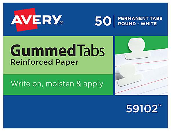 Avery® Gummed Index Tabs, Round, White Paper, Box Of 50