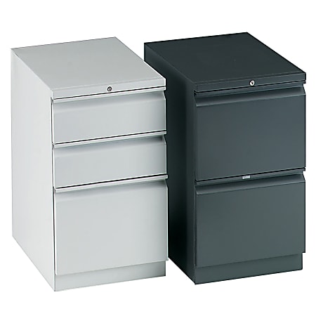HON® Brigade® 15"W x 19-7/8"D Lateral 2-Drawer Mobile "R" Pull Pedestal File Cabinet, Black