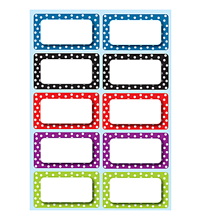 Ashley Productions Die-Cut Magnetic Nameplates, Polka Dot, 3"H x 1 3/4"W x 1/16"D, Assorted Colors, 10 Nameplates Per Pack, Set Of 5 Packs