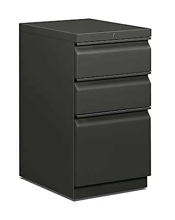 HON® Efficiencies™ 19-7/8"D Vertical 3-Drawer Mobile Pedestal File Cabinet, Charcoal