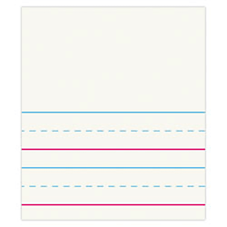 FORAY® Red & Blue Ruled Storybook Paper, Conforms To D'Nealian - Grade K, 4 1/2" Picture Story Heading, Pack of 500 Sheets - 1000072-11980