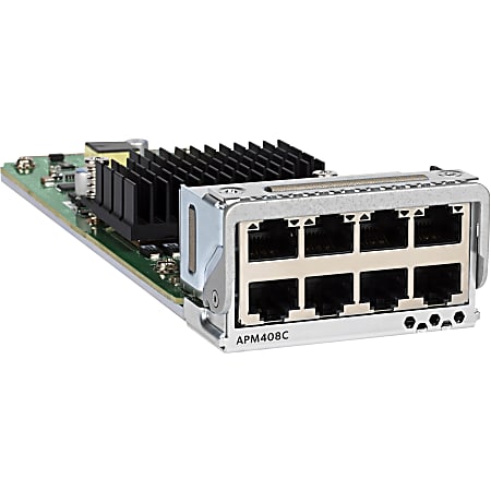 Netgear 8x100M/1G/2.5G/5G/10GBASE-T Port Card - For Data Networking - 8 x RJ-45 10GBase-T LAN - Twisted Pair10 Gigabit Ethernet, 2.5 Gigabit Ethernet, 5 Gigabit Ethernet, Gigabit Ethernet