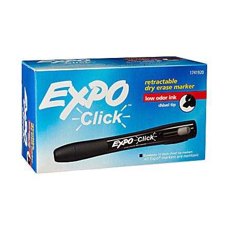 EXPO® Click Dry-Erase Markers, Chisel Tip, Black, Pack Of 12