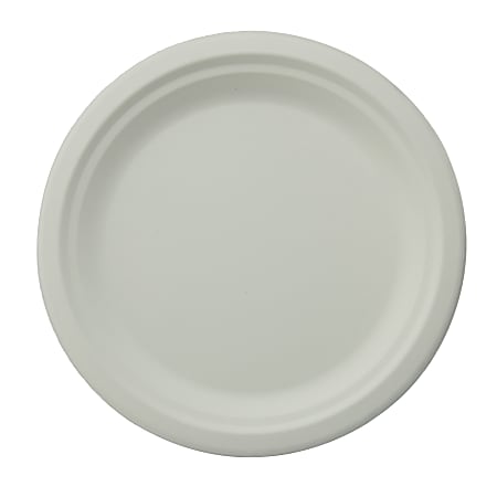 Stalk Market Compostable Round Plates, 8-3/4", White, Pack Of 500 Plates