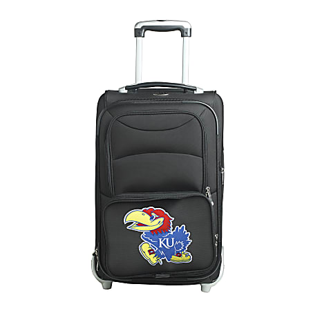 Denco Sports Luggage NCAA Expandable Rolling Carry-On, 20 1/2" x 12 1/2" x 8", Kansas Jayhawks, Black