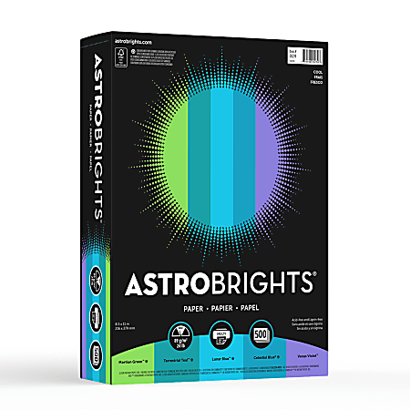 Astrobrights® Color Multi-Use Printer & Copy Paper, Cool Assortment, Letter (8.5" x 11"), 500 Sheets Per Ream, 24 Lb, 94 Brightness