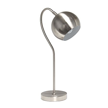 Lalia Home Mid-Century Curved Table Lamp, 20-1/4"H, Brushed Nickel Shade/Brushed Nickel Base