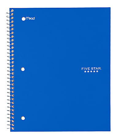 Five Star® Trend Notebook, 2 Pockets, 8" x 10 1/2", 1 Subject, Wide Ruled, 100 Sheets, Assorted Colors (No Color Choice)