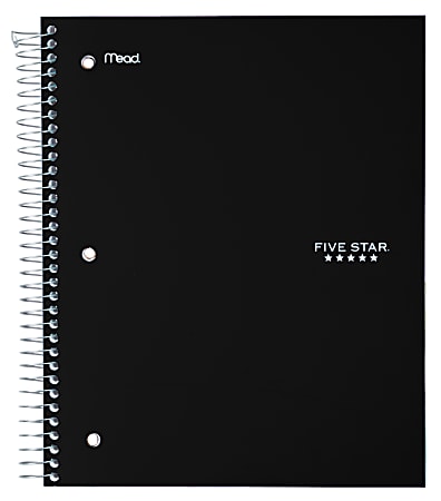 Five Star® Trend Notebook, 4 Pockets, 8" x 10 1/2", 3 Subjects, Wide Ruled, 150 Sheets, Assorted Colors (No Color Choice)
