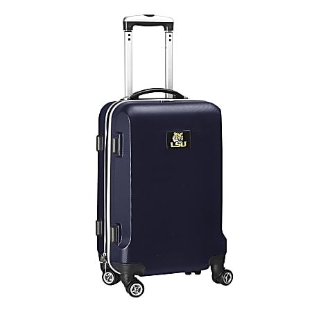 Denco Sports Luggage NCAA ABS Plastic Rolling Domestic Carry-On Spinner, 20" x 13 1/2" x 9", LSU Tigers, Navy