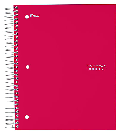 Five Star® Trend Notebook, 8 Pockets, 8" x 10 1/2", 5 Subjects, Wide Ruled, 200 Sheets, Assorted Colors (No Color Choice)