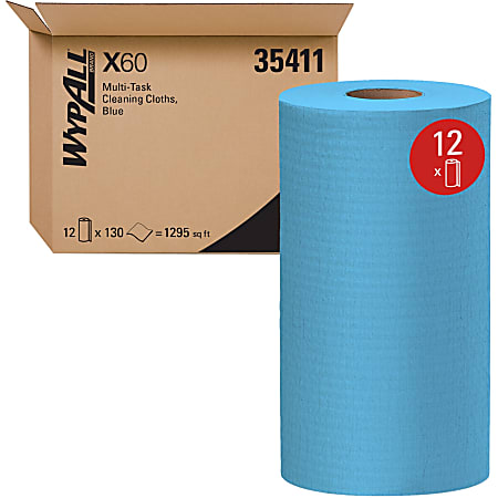 Wypall General Clean X60 Multi-Task Cleaning Cloths - 12.20"x9.80"- Absorbent, Reinforced, Strong, Perforated, Durable, Reusable, Residu - 35411
