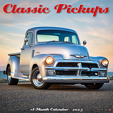 2025 Willow Creek Press Hobbies Monthly Wall Calendar, 12” x 12”, Classic Pickups, January To December, 42441
