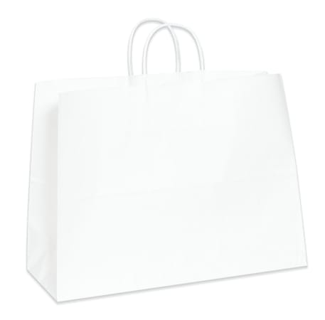 Partners Brand Paper Shopping Bags, 16"W x 6"D x 12"H, White, Case Of 250