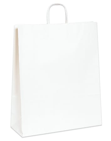 Partners Brand Paper Shopping Bags, 16"W x 6"D x 19 1/4"H, White, Case Of 200