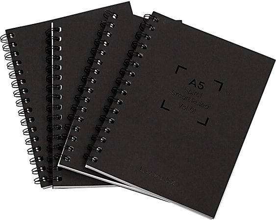 Black A5 Hardback Square Lined Soft Touch Notebook by FORBES