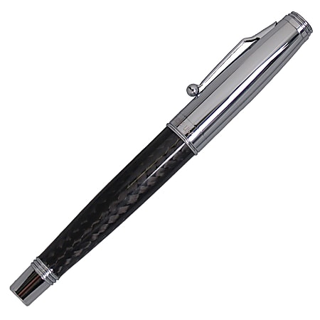Monteverde® Invincia™ Rollerball Pen, Chrome, Fine Point, 0.7 mm, Black Barrel, Black Ink