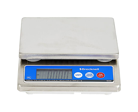 Brecknell® 6030 IP67 Portion Control Digital Scale, 1"H x 5 15/16"W x 6 5/8"D, Gray