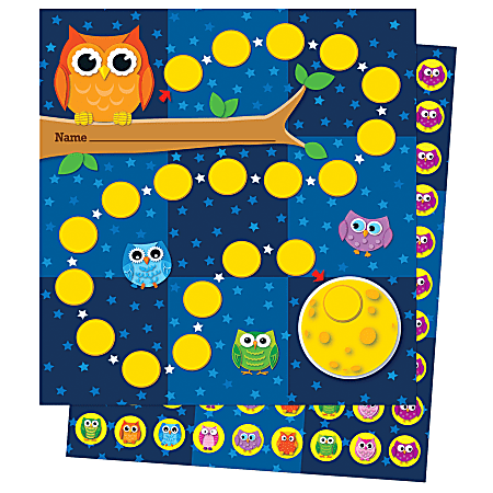 Carson-Dellosa Mini Incentive Charts, Owls, Pack Of 30