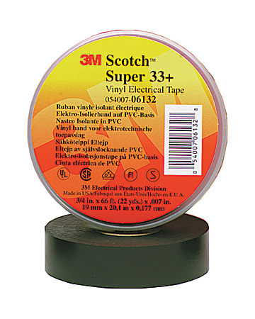 3M™ 33+ Electrical Tape, 3/4" x 22 Yd., Black, Pack Of 10