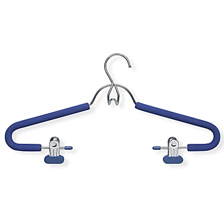 Honey-Can-Do Foam-Coated Suit Hangers With Clips, Blue/Chrome, Pack Of 4