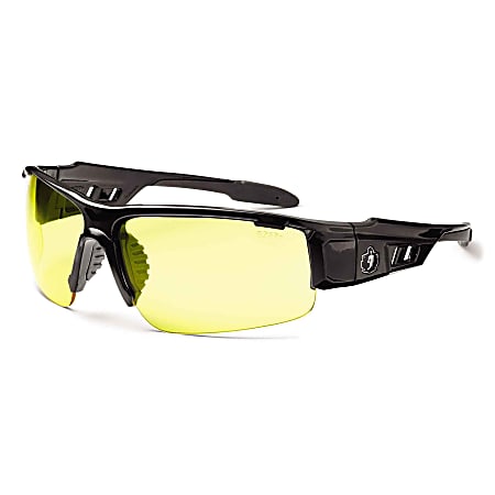 Ergodyne Skullerz® Safety Glasses, Dagr, Black Frame, Yellow