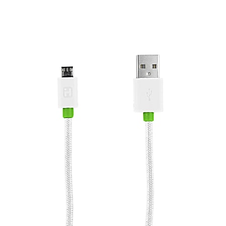 iHome 2.4A Wall Charger And Micro USB 2.0 Nylon 5' Cable, White