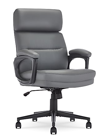 Serta Comfort Series Ergonomic Bonded Leather Mid-Back Executive Office Chair, Gray