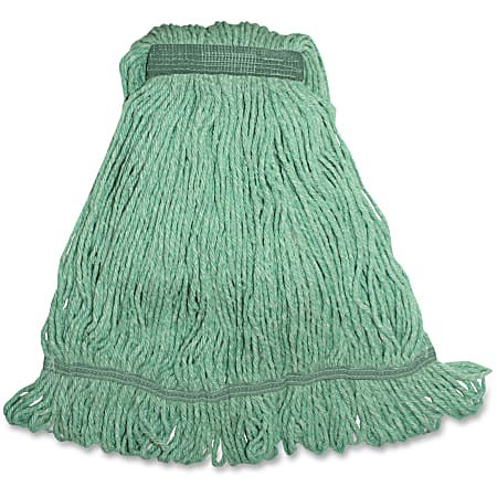 Genuine Joe Narrow Band Medium Mophead - Medium - Rayon, Cotton, Cotton - Green - 1Each