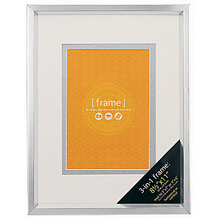 Brushed Metal Look Document Frame, 8 1/2" x 11", Silver