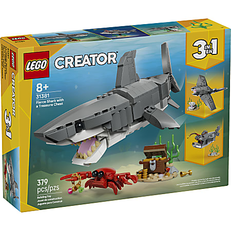 LEGO Creator 3-in-1 Fierce Shark: Treasure Chest Building Blocks Set, Total Qty 1