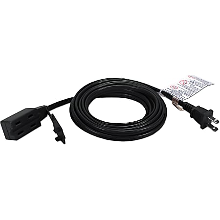 QVS 3-Outlet 2-Prong 15ft Power Extension Cord - 3 x AC Power - 15 ft Cord - 13 A Current - 125 V AC Voltage - 1625 W - 3 x AC Power - 15 ft Cord - 13 A Current - 125 V AC Voltage - 1625 W - Black