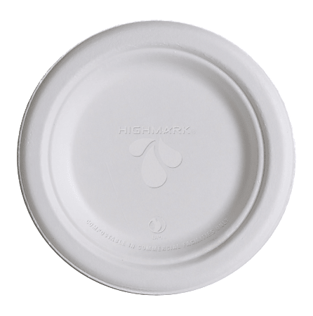 Highmark® ECO Compostable Sugarcane Paper Plates,  6", White, Pack Of 50