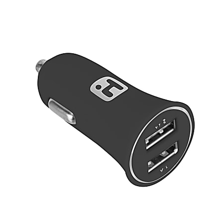 iHome 3.4A 2-Port Auto-Sense USB Car Charger, Black