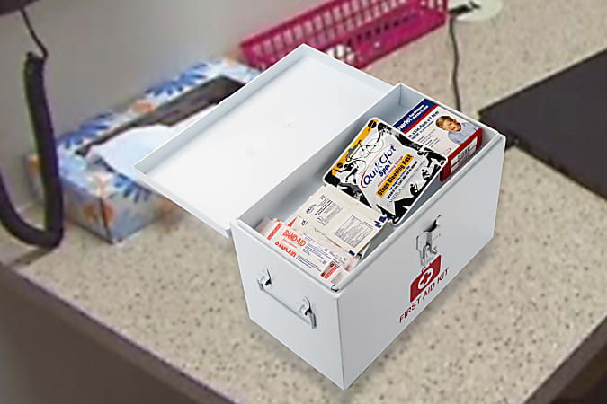 Mind Reader Galvanized First Aid Storage Box - White