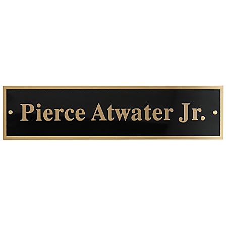 Custom Engraved Black And Gold Metal Desk Sign Replacement For Walnut Desk Bar, 1-3/4" x 7-7/8"