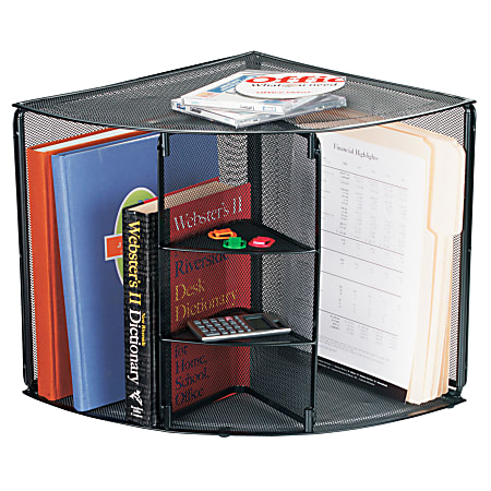 Corner shelf for desktop top