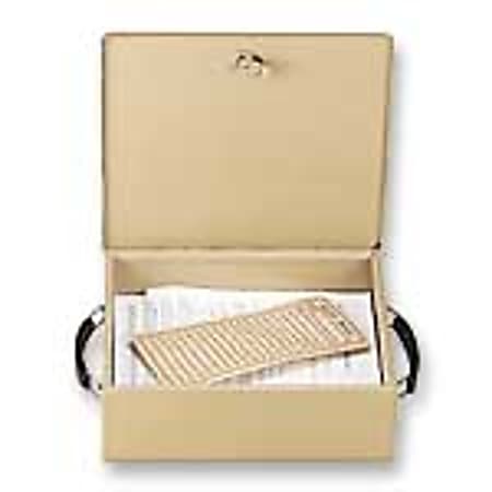 Insulated Metal Jumbo Security Chest With Lock, 4"H x 13 1/8"W x 10 7/8"D, Sand