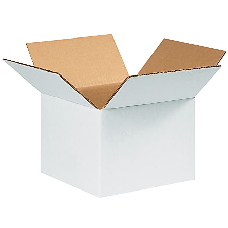 Partners Brand White Corrugated Boxes, 8" x 8" x 6", Pack Of 25